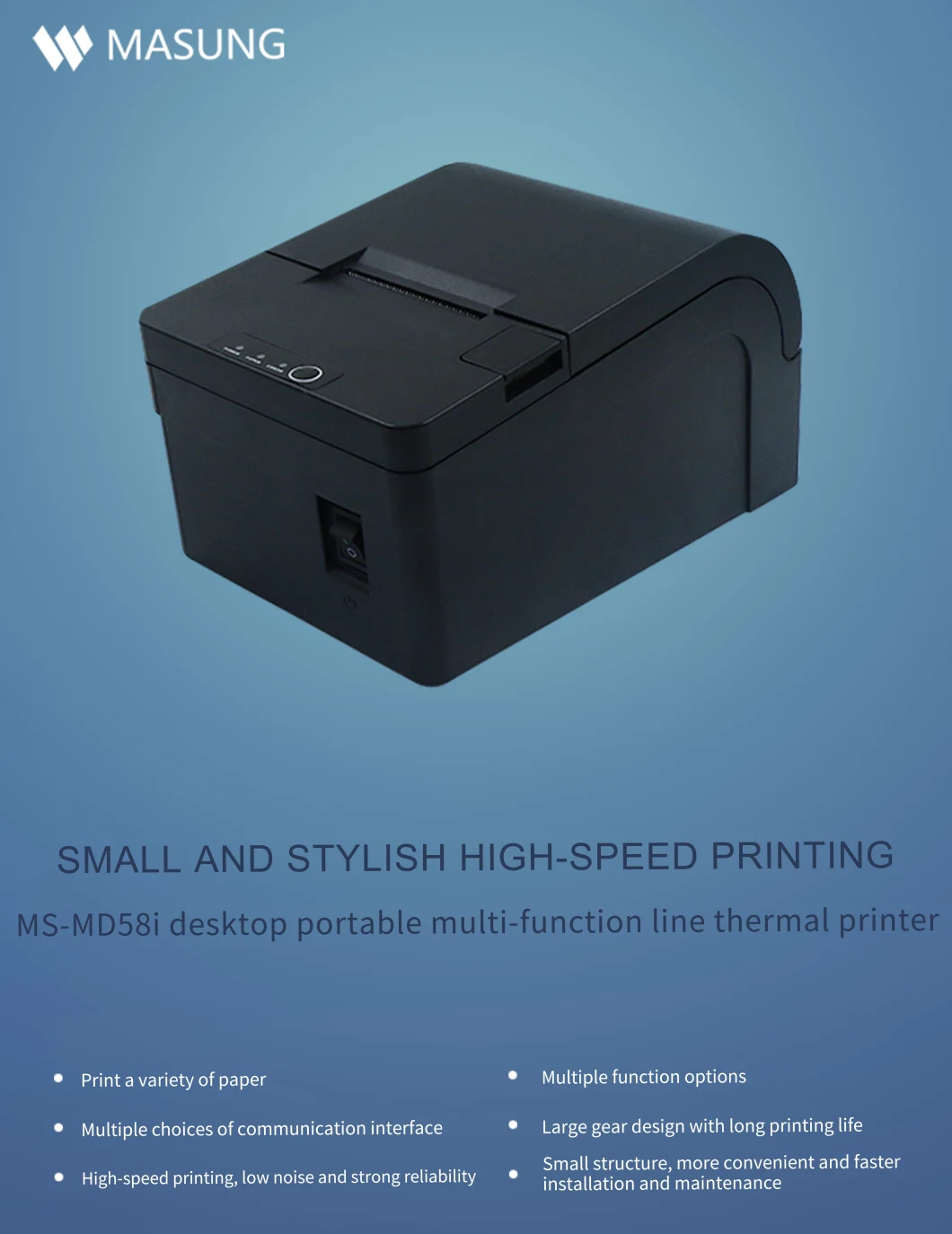 2 Inch 58mm POS Thermal Receipt Barcode Printer with WiFi Bluetooth Interface