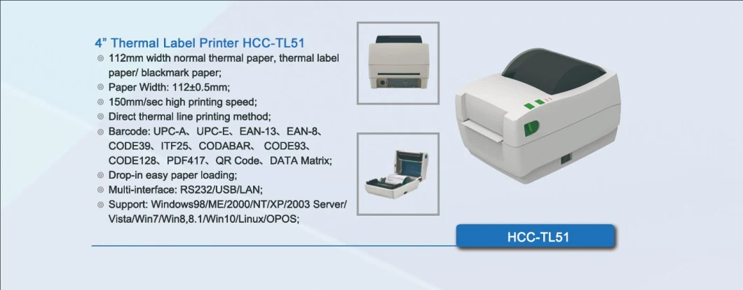 4 Inch Direct Thermal Barcode Label Printer Hcc-Tl51