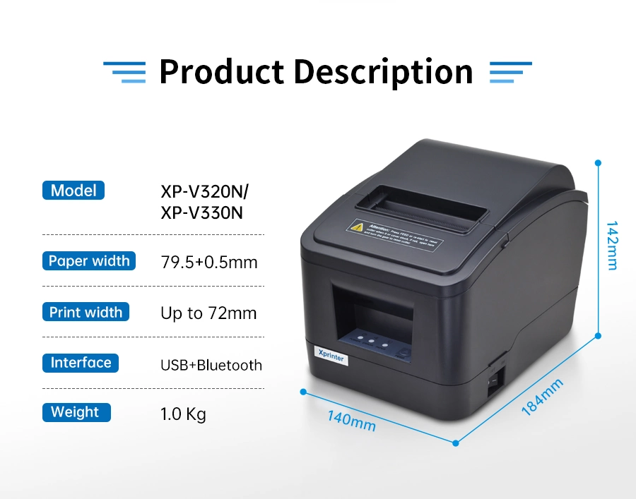 Xprinter XP-V330N Support Qr Code Printing 80mm Receipt Printer with LAN