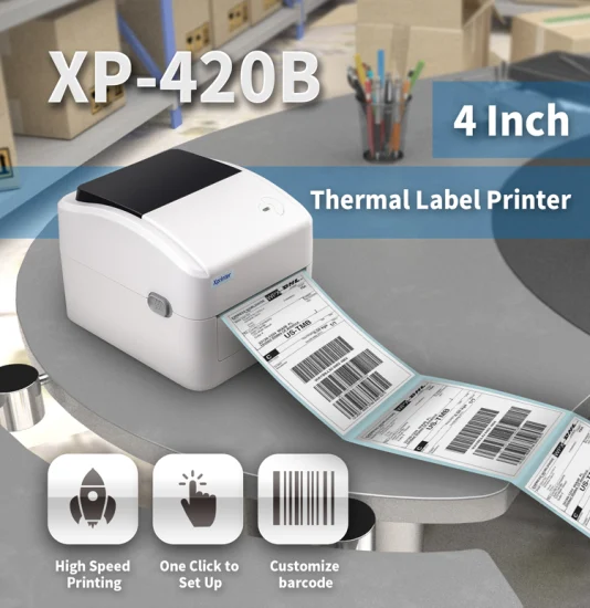 Xprinter Принтер этикеток для доставки XP-420B Термопринтер со штрих-кодом 4X6 и Bluetooth